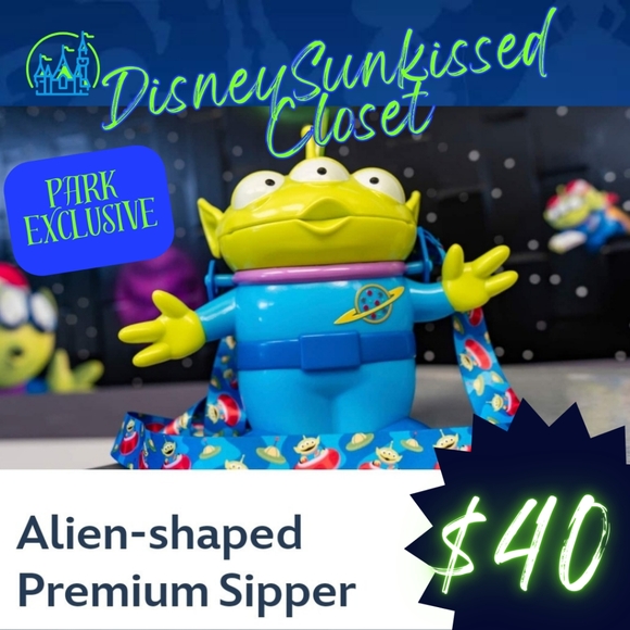Alien Planet Pizza Disneyland Exclusive Little Green Men Toy Story Sipper - Picture 1 of 1